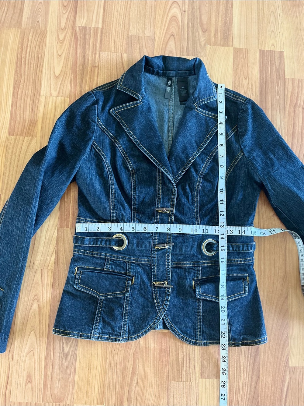 Bisou Bisou Women's Dark Blue Denim jacket with Metal Accents - Picture 2 of 7